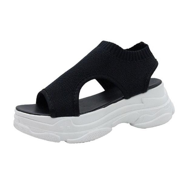 Sport Women's Comfortable Footwear Summer Platform Sandals Shoes Female Slip On Peep Toe Knitted Footwear Summer Sandals Women Shoes Female Slip On Elegant Sneakers 16