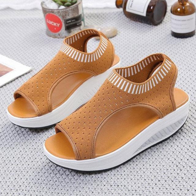 Sport Women's Comfortable Footwear Summer Platform Sandals Shoes Female Slip On Peep Toe Knitted Footwear Summer Sandals Women Shoes Female Slip On Elegant Sneakers 18