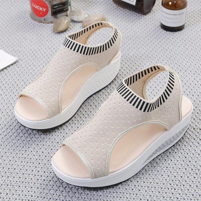Sport Women's Comfortable Footwear Summer Platform Sandals Shoes Female Slip On Peep Toe Knitted Footwear Summer Sandals Women Shoes Female Slip On Elegant Sneakers 8