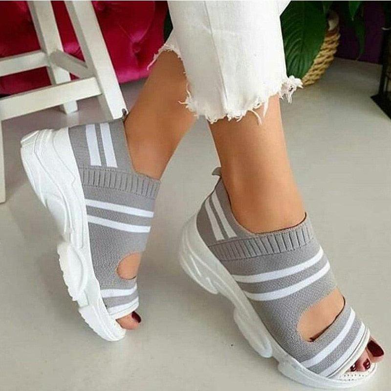 Sport Women's Comfortable Footwear Summer Platform Sandals Shoes Female Slip On Peep Toe Knitted Footwear Summer Sandals Women Shoes Female Slip On Elegant Sneakers 1