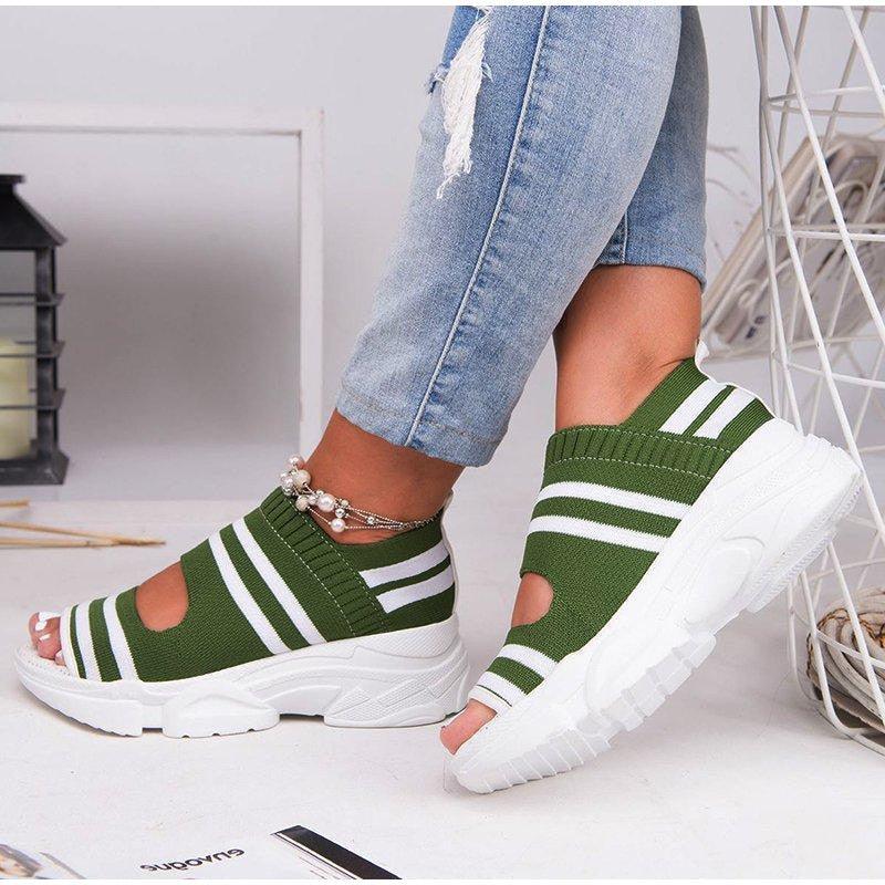 Sport Women's Comfortable Footwear Summer Platform Sandals Shoes Female Slip On Peep Toe Knitted Footwear Summer Sandals Women Shoes Female Slip On Elegant Sneakers 17