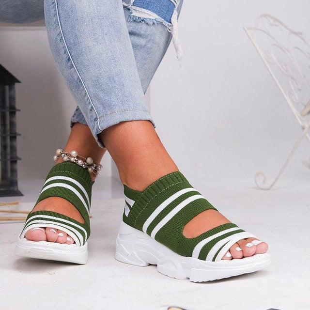 Sport Women's Comfortable Footwear Summer Platform Sandals Shoes Female Slip On Peep Toe Knitted Footwear Summer Sandals Women Shoes Female Slip On Elegant Sneakers 2