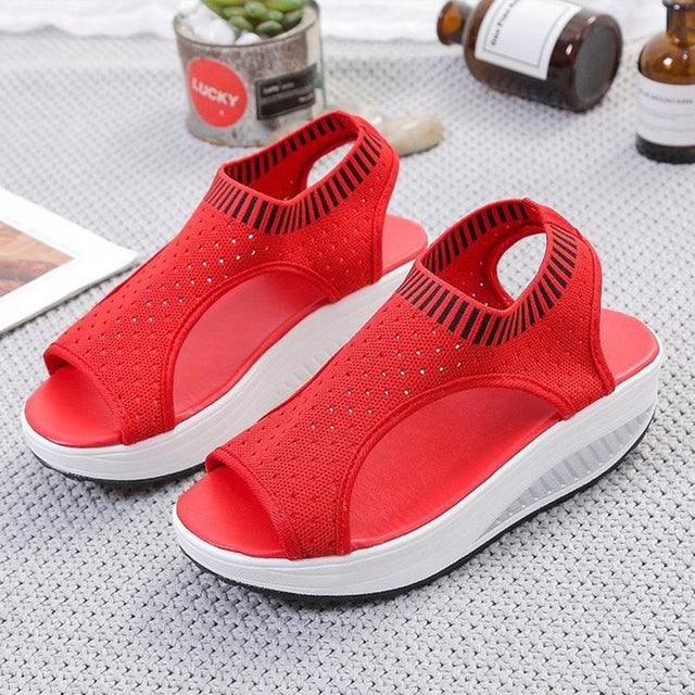 Sport Women's Comfortable Footwear Summer Platform Sandals Shoes Female Slip On Peep Toe Knitted Footwear Summer Sandals Women Shoes Female Slip On Elegant Sneakers 22