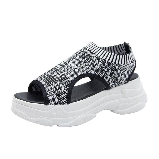 Sport Women's Comfortable Footwear Summer Platform Sandals Shoes Female Slip On Peep Toe Knitted Footwear Summer Sandals Women Shoes Female Slip On Elegant Sneakers 11
