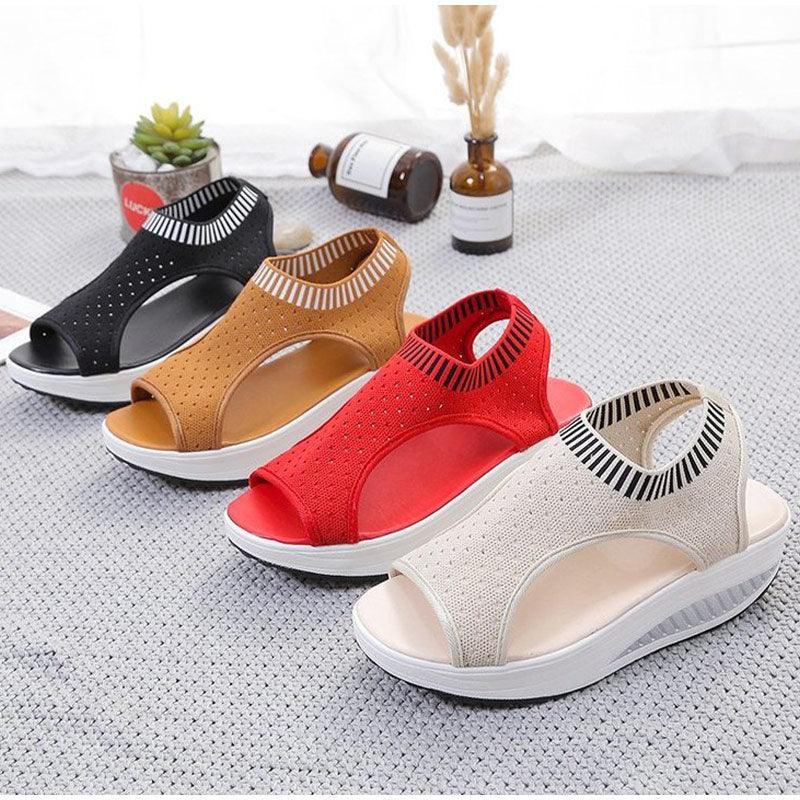 Sport Women's Comfortable Footwear Summer Platform Sandals Shoes Female Slip On Peep Toe Knitted Footwear Summer Sandals Women Shoes Female Slip On Elegant Sneakers 14