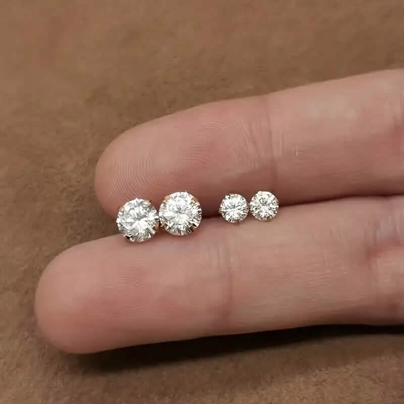 Stainless Steel 18K Gold Four-Claw Twisted Ball Zirconia Earrings 3