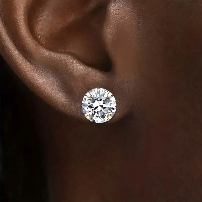 Stainless Steel 18K Gold Four-Claw Twisted Ball Zirconia Earrings 4