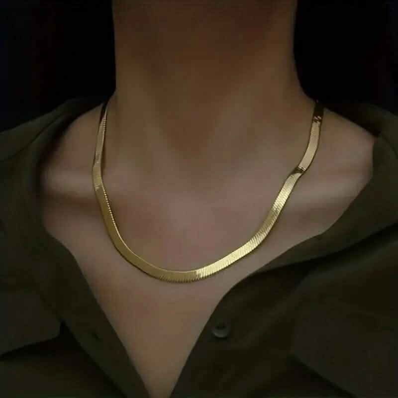 Stainless Steel Blade Unisex Flat Snake Clavicle Chain 7