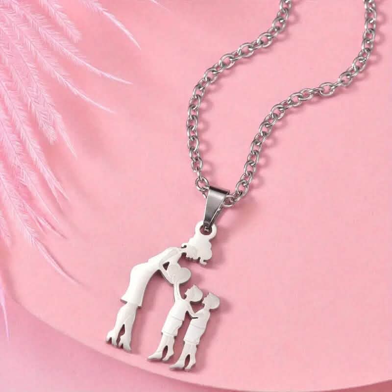Stainless Steel Heartfelt Mother-Daughter-Son Necklace 4