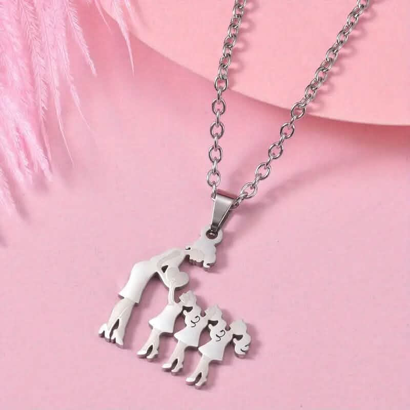 Stainless Steel Heartfelt Mother-Daughter-Son Necklace 12