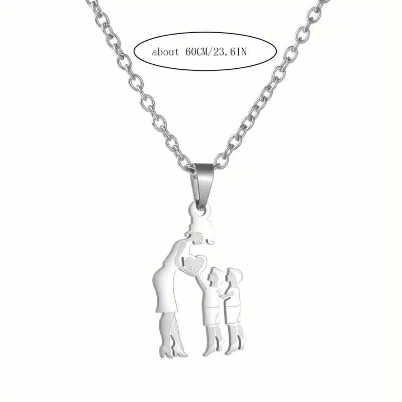 Stainless Steel Heartfelt Mother-Daughter-Son Necklace 14