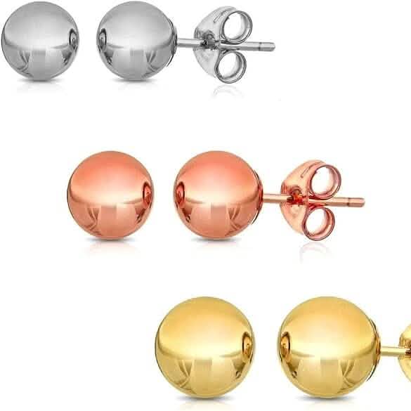 Stainless Steel Hypoallergenic Ball Shaped Stud Earrings 1