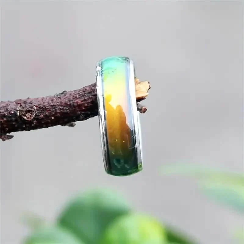Stainless Steel Mood Ring Inlaid Thermal Discoloration Stone 5