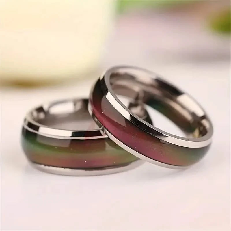 Stainless Steel Mood Ring Inlaid Thermal Discoloration Stone 4
