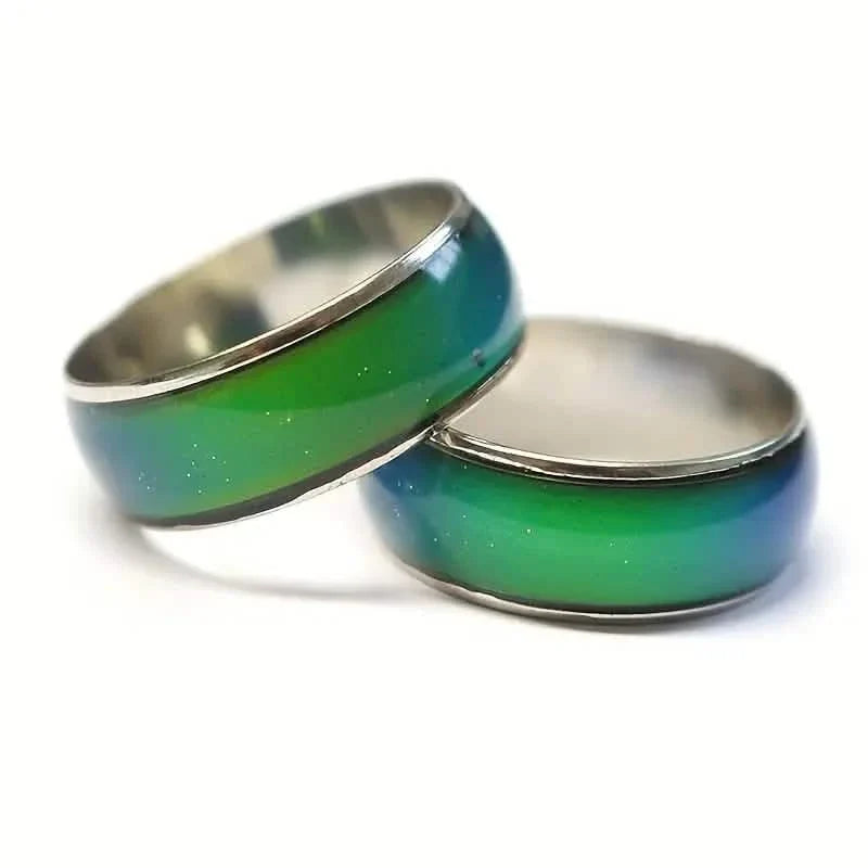 Stainless Steel Mood Ring Inlaid Thermal Discoloration Stone 3