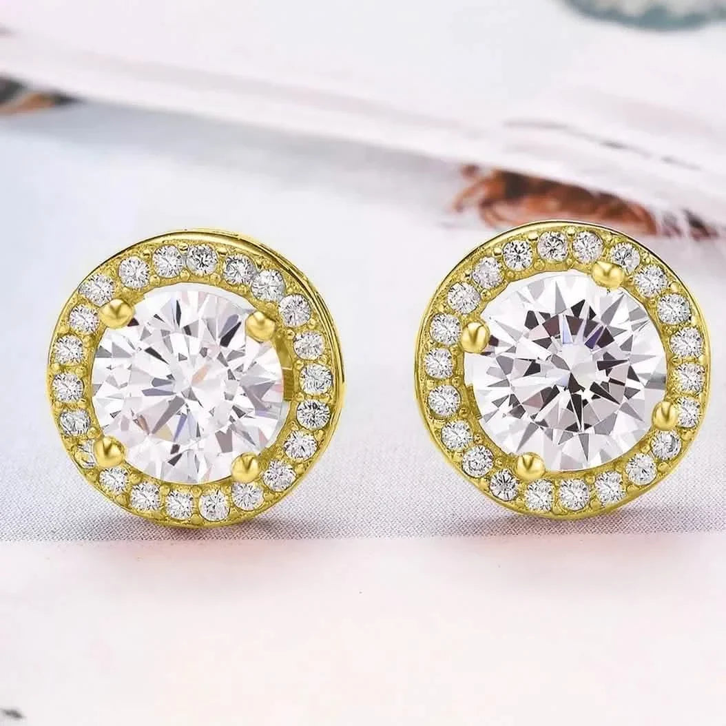 Sterling Silver Cubic Zirconia Classic Halo Stud Earrings 1