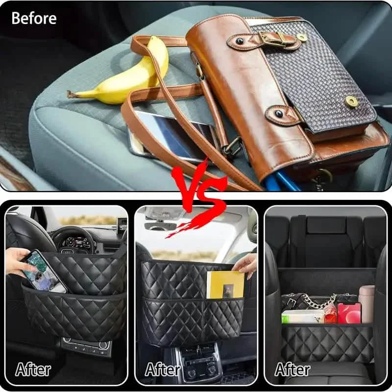 Stylish PU Leather Handbag Car-Mounted Storage Bag 8
