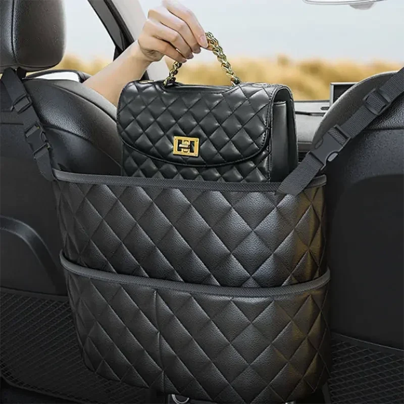 Stylish PU Leather Handbag Car-Mounted Storage Bag 2
