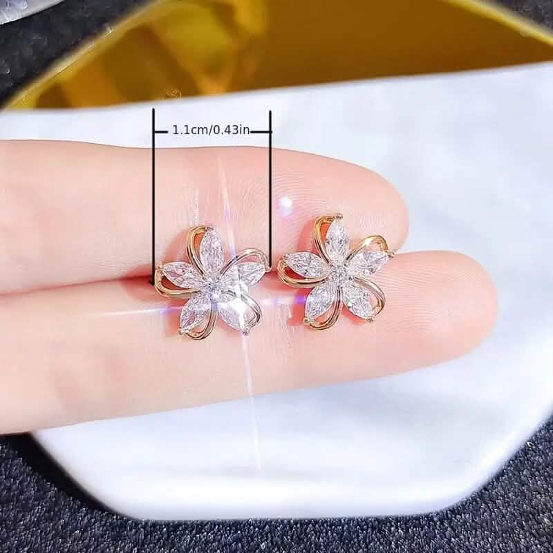 Stylish Zirconia Petal Flower Stud Earrings 5