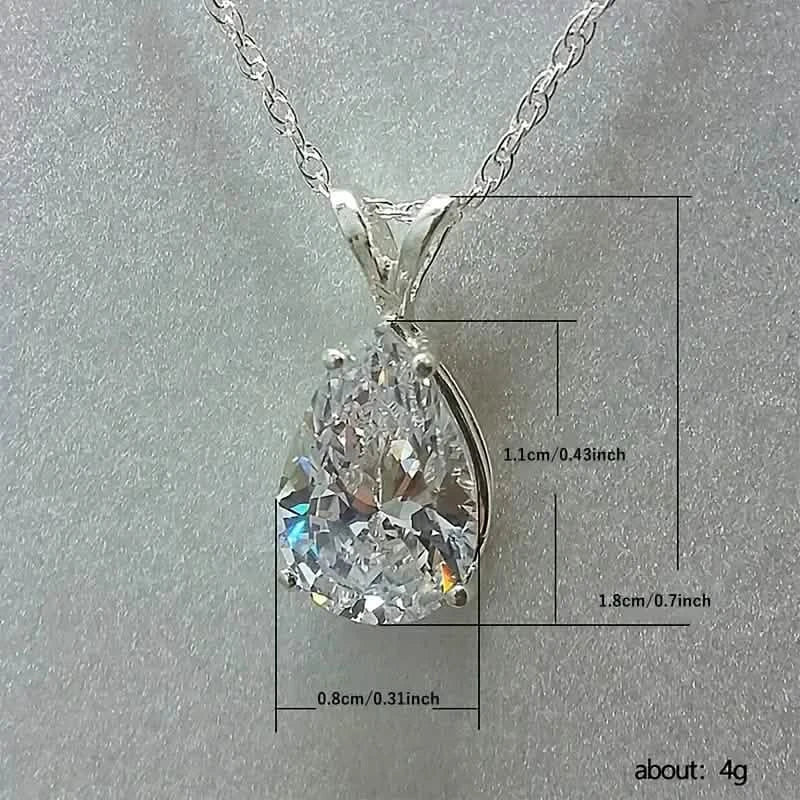 Teardrop Shaped Zirconia Pendant Copper Necklace 4