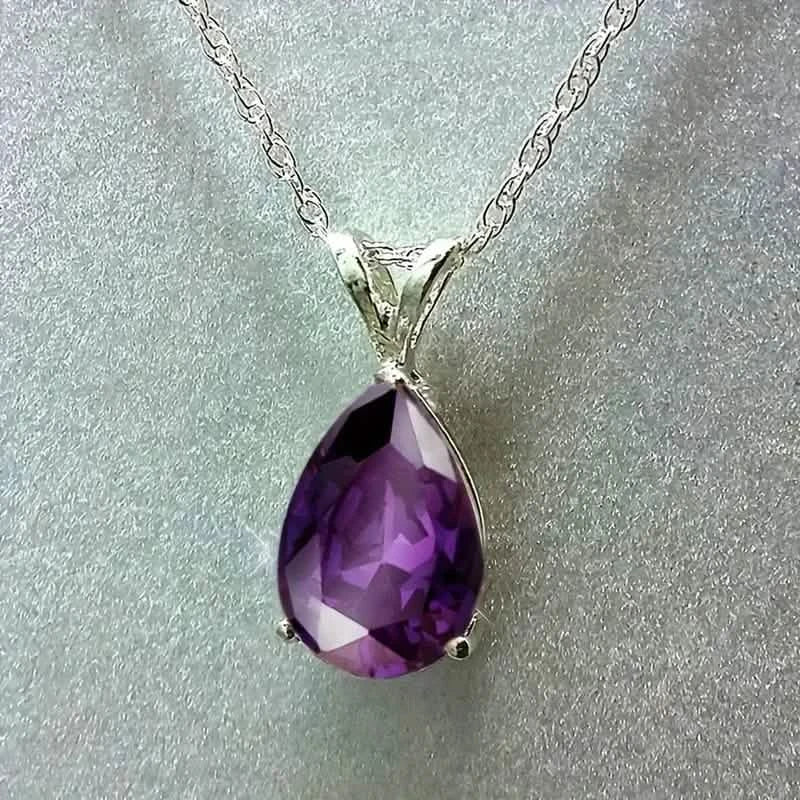 Teardrop Shaped Zirconia Pendant Copper Necklace 3