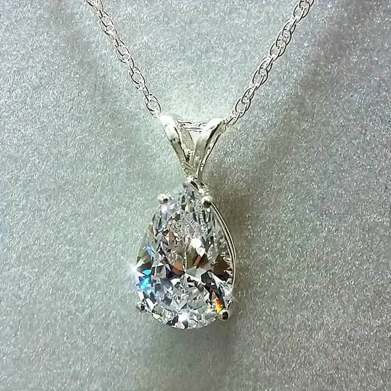 Teardrop Shaped Zirconia Pendant Copper Necklace 1