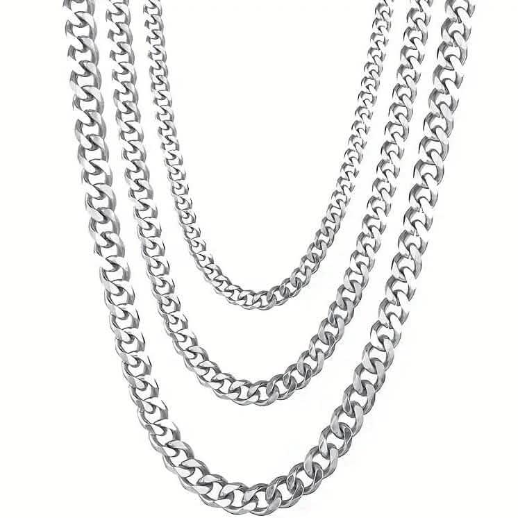 Titanium Stainless Steel Trendy Necklace Cuban Chain with Lobster Clasp 1