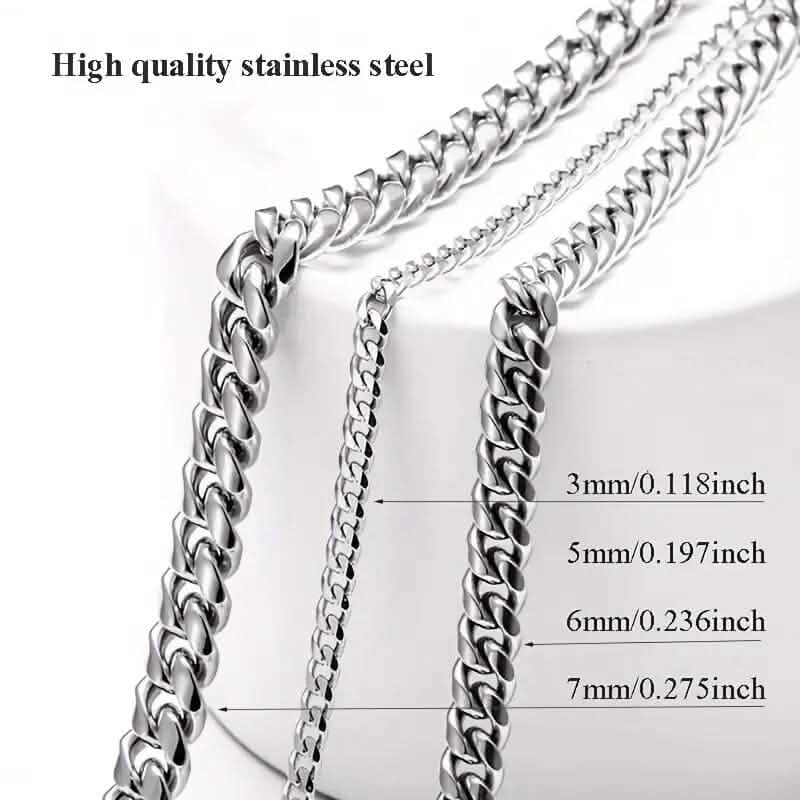 Titanium Stainless Steel Trendy Necklace Cuban Chain with Lobster Clasp 2