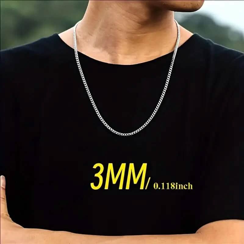 Titanium Stainless Steel Trendy Necklace Cuban Chain with Lobster Clasp 4