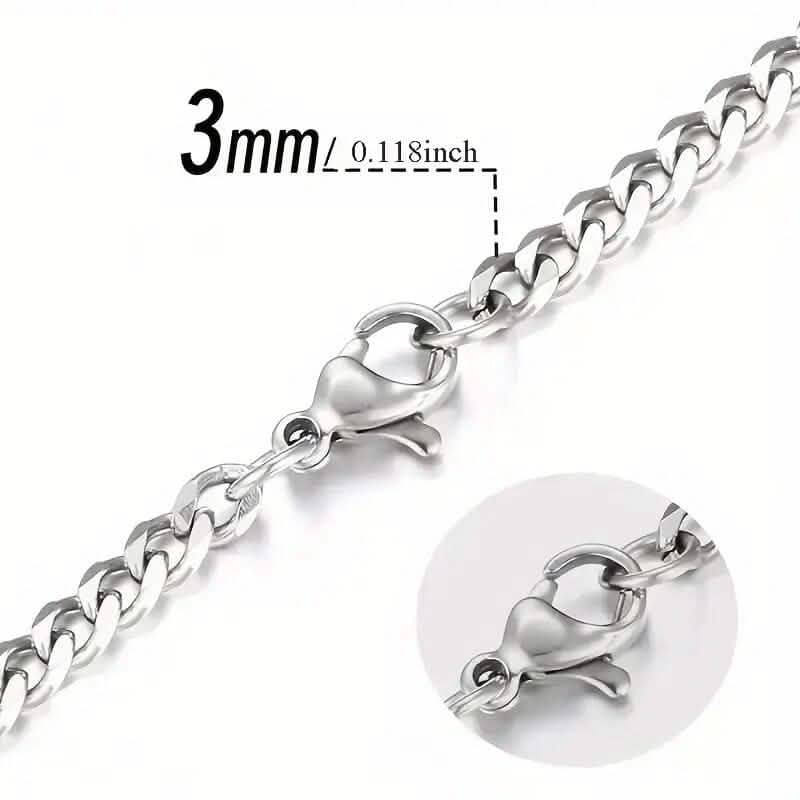 Titanium Stainless Steel Trendy Necklace Cuban Chain with Lobster Clasp 3