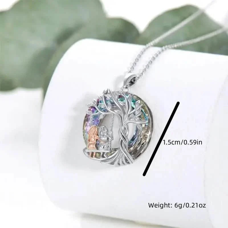 To My Granddaughter, Tree Of Life Sisters On The Swing Pendant Necklace 4