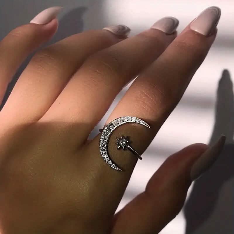 Trendy Cuff Ring Moon and Sun Design 2