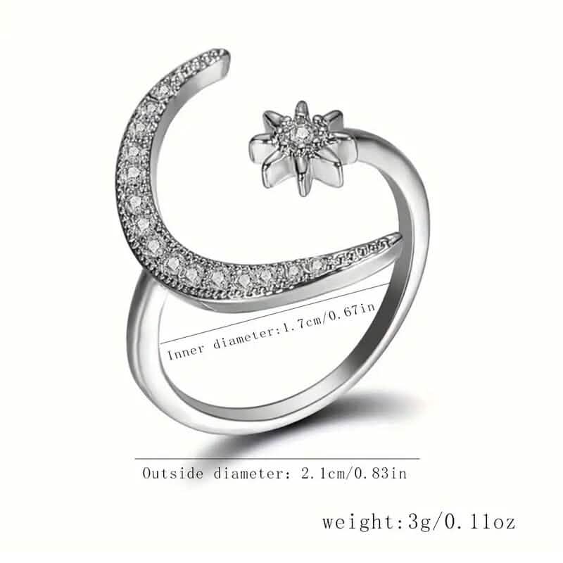 Trendy Cuff Ring Moon and Sun Design 3