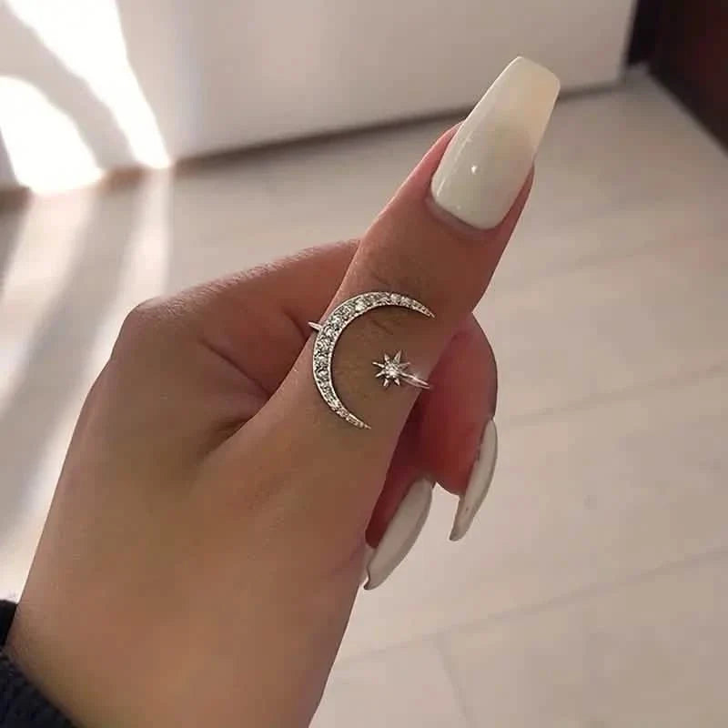 Trendy Cuff Ring Moon and Sun Design 1