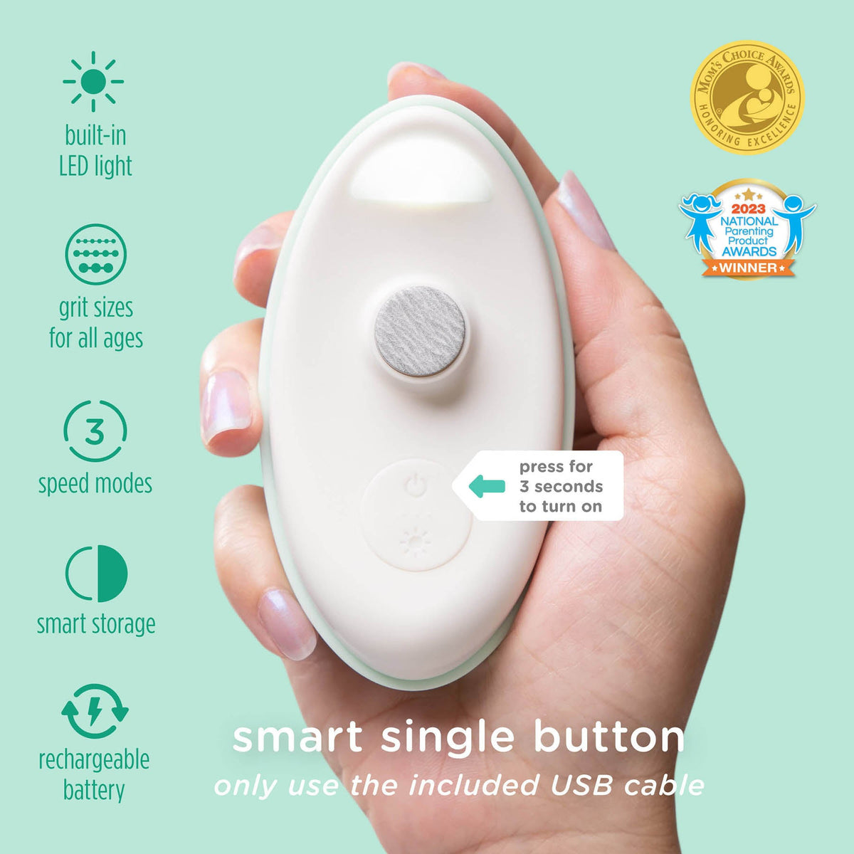 Electric Baby Nail Trimmer That Files, No Blade, Newborn+ 7