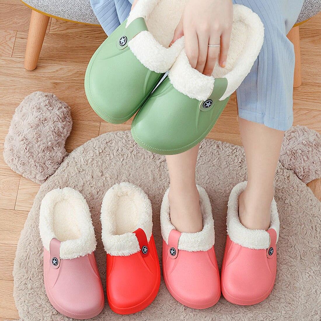 Unisex Home Winter Clogs Indoor Fur Warm Slippers For Women New Fashion Footwear Winter Slippers Home House Shoes Warm Plush Fleece Lining Garden Clogs Outdoor Indoor Clogs 3