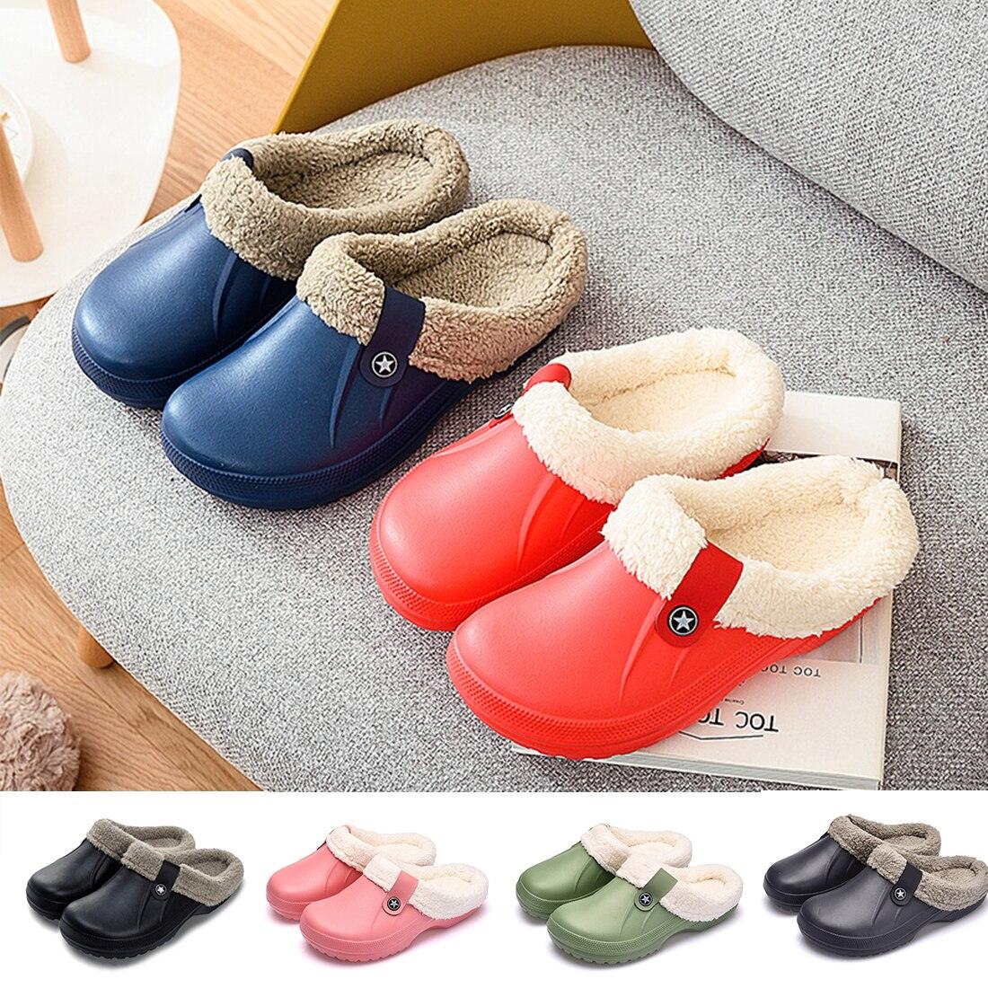 Unisex Home Winter Clogs Indoor Fur Warm Slippers For Women New Fashion Footwear Winter Slippers Home House Shoes Warm Plush Fleece Lining Garden Clogs Outdoor Indoor Clogs 2