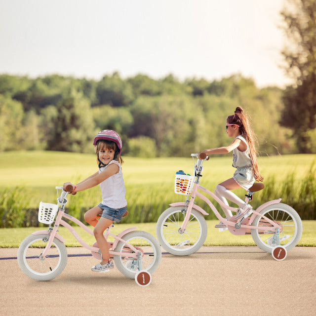 12 Inch Kids Bike with Helmet Protective Set Pink 1