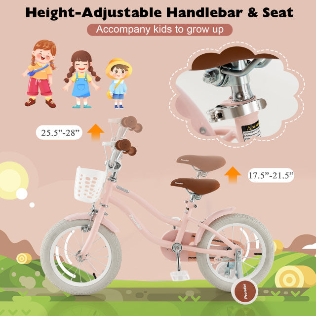 12 Inch Kids Bike with Helmet Protective Set Pink 7