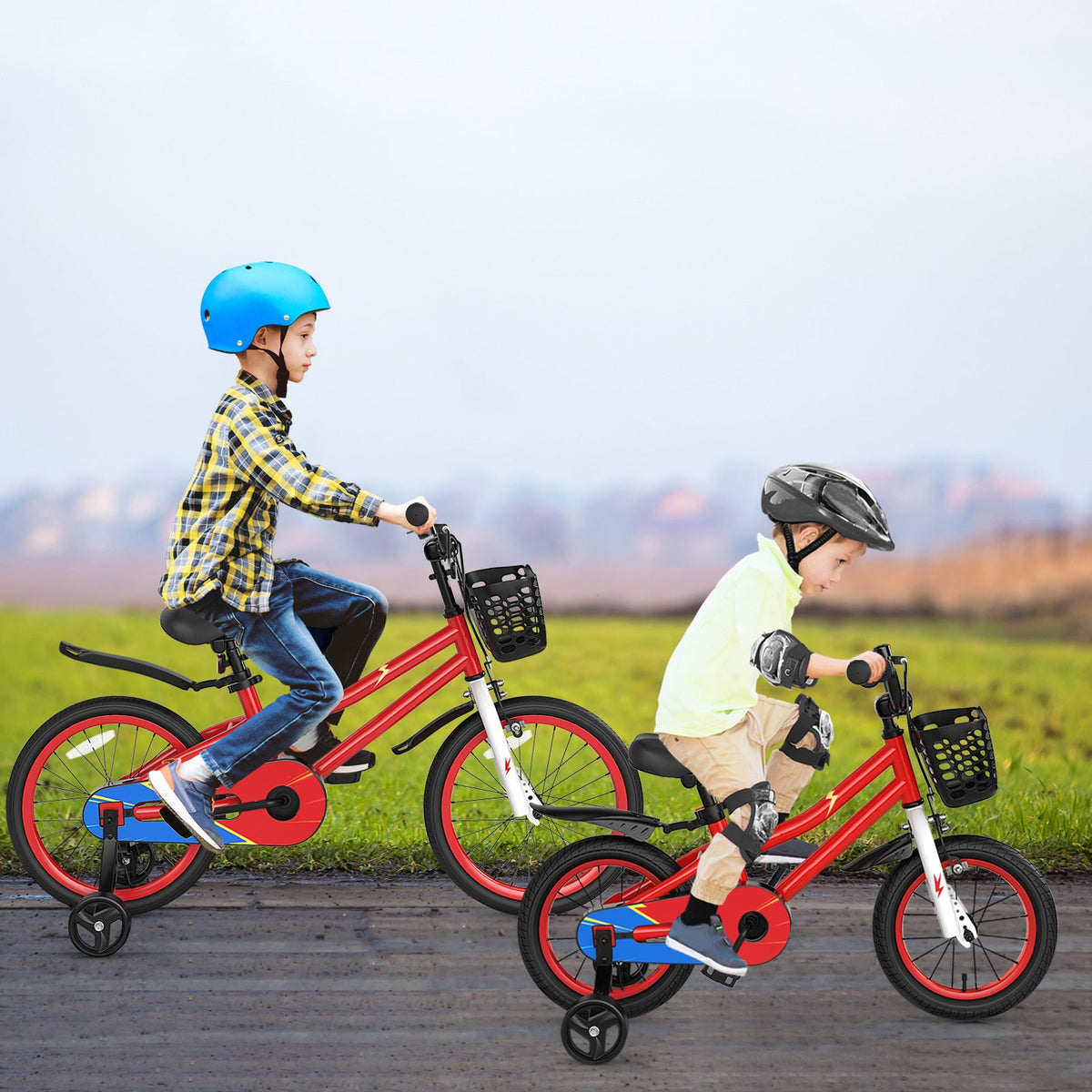 14 Inch Kids Bike Red with Pink Helmet Protective Set 1