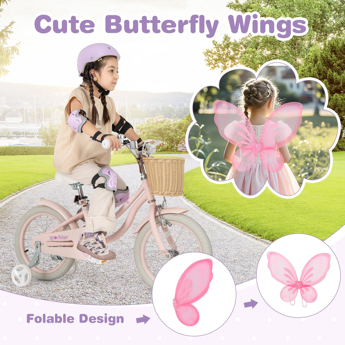 14 Inch Kids Bike Red with Pink Helmet Protective Set 6