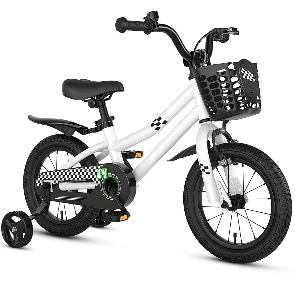 14 Inch Kids Bike White with Blue Helmet Protective Set 2