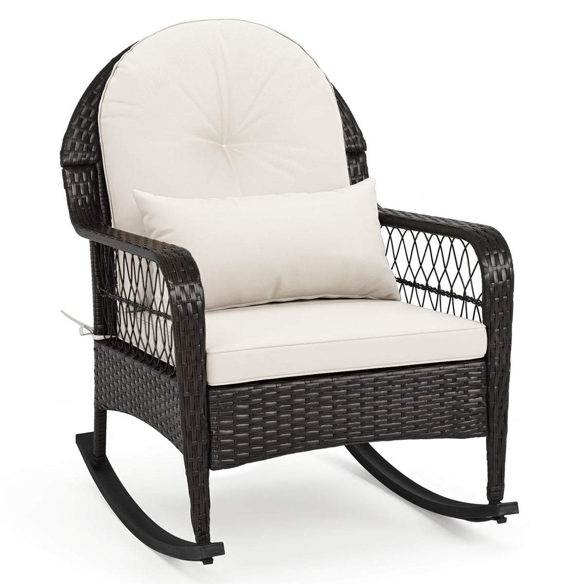 Outdoor Wicker Rocking Chair with Cushions - 400 LBS Capacity 11