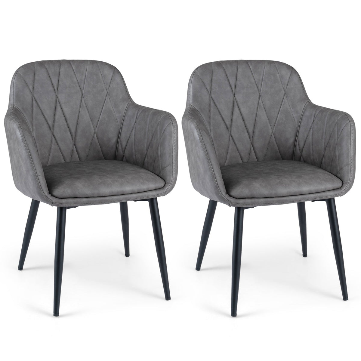 Upholstered Dining Chairs Set of 2 with Curved Back 3