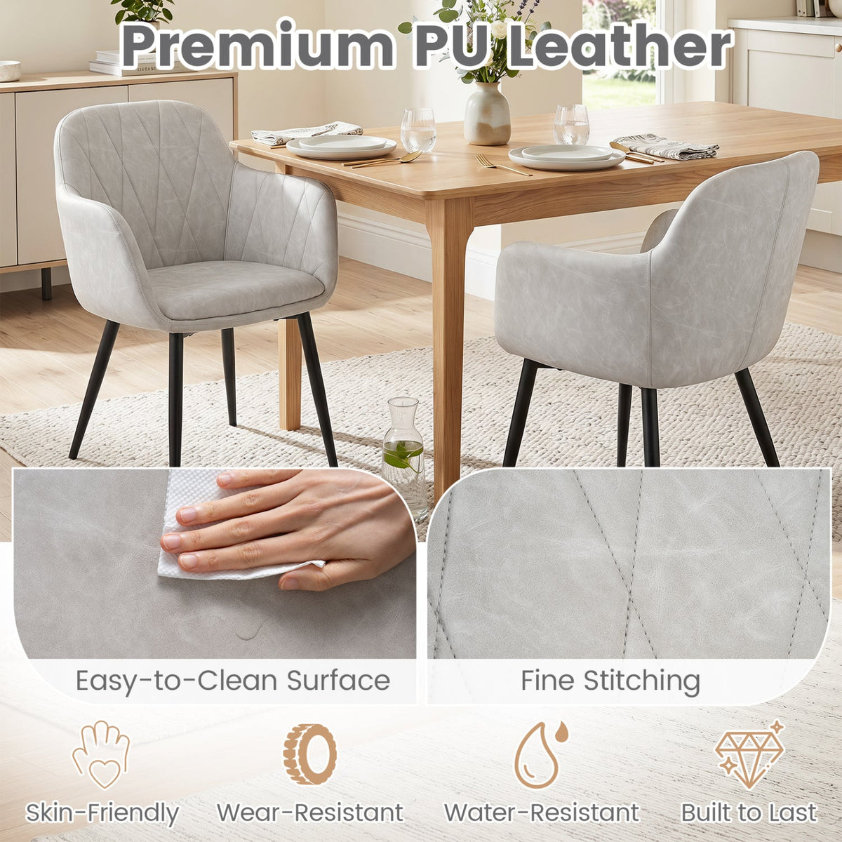 Upholstered Dining Chairs Set of 2 with Curved Back 13