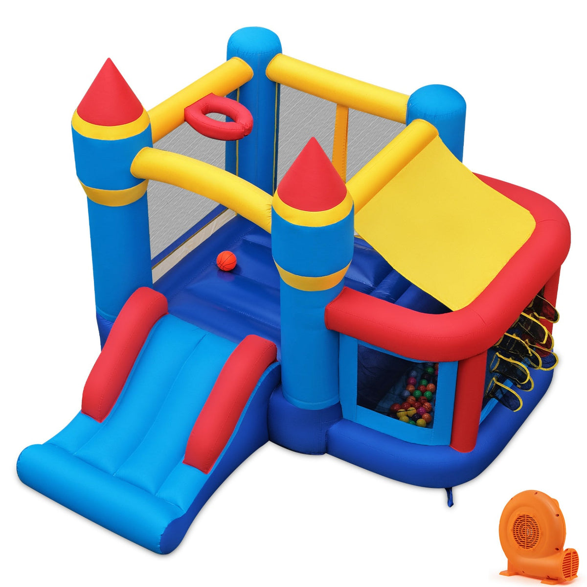 Inflatable Bounce House with Slide, Ball Pit & 550W Blower 2