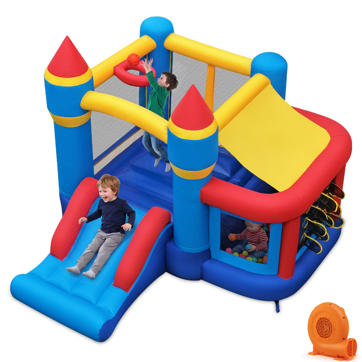 Inflatable Bounce House with Slide, Ball Pit & 550W Blower 3