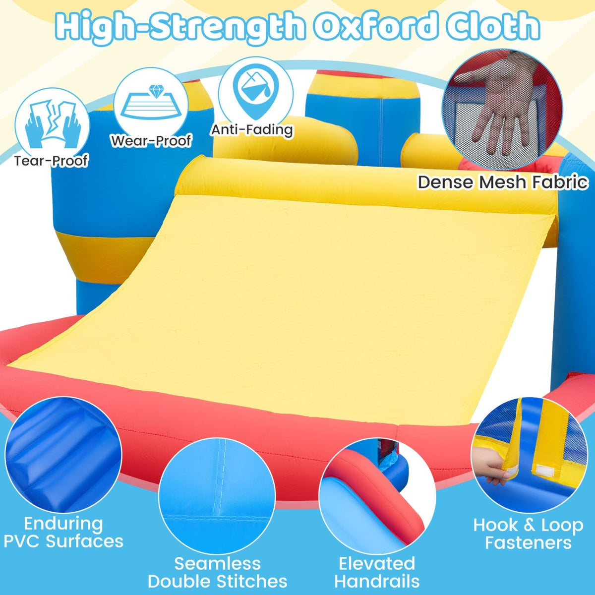 Inflatable Bounce House with Slide, Ball Pit & 550W Blower 8