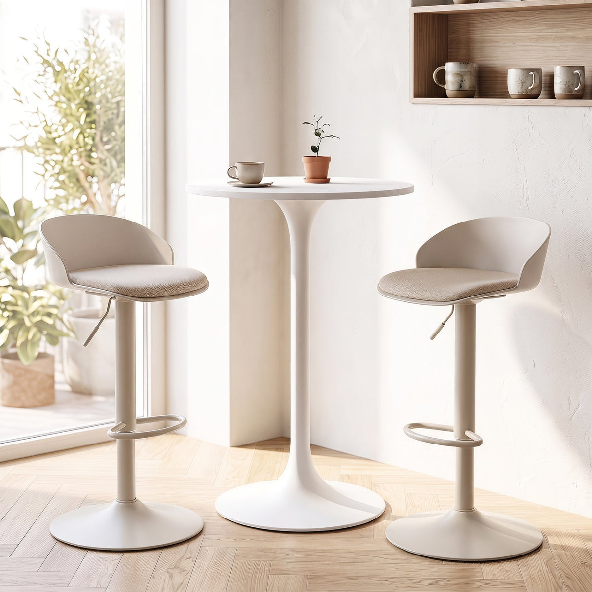 Adjustable Swivel Bar Stools Set of 2 with Back & Footrest 2
