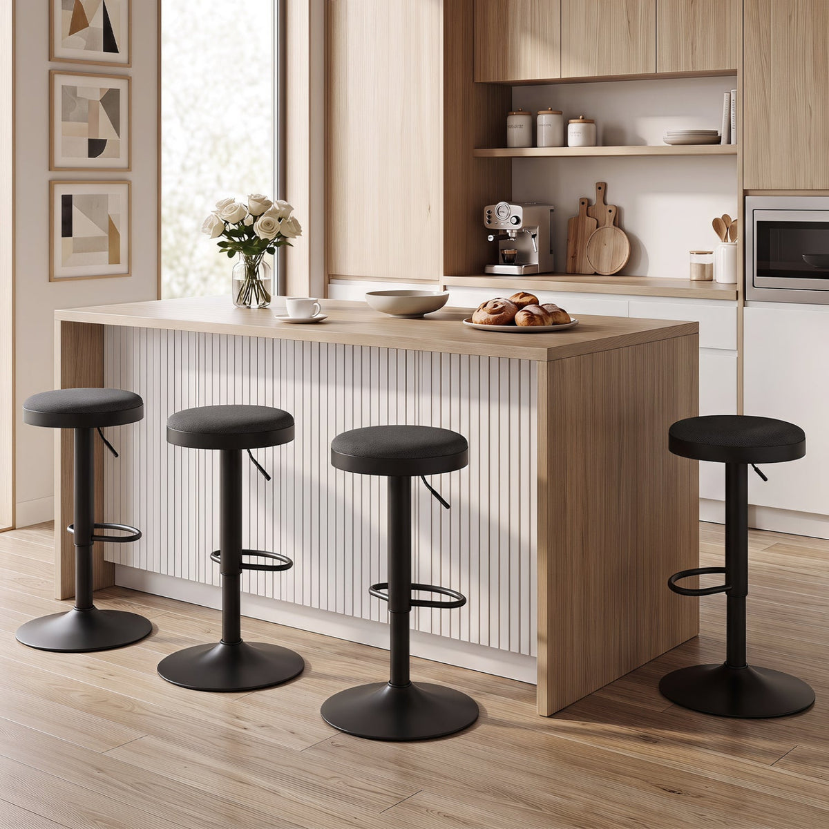 Adjustable Bar Stools Set of 2 with Padded Seat 2